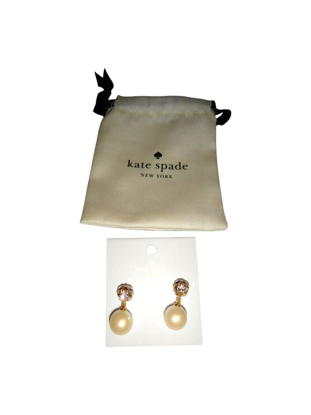 Kate Spade Lady Marmalade Drop Earrings Cream Pearl Crystals Gold Tone NWT 2310 - Picture 6 of 8